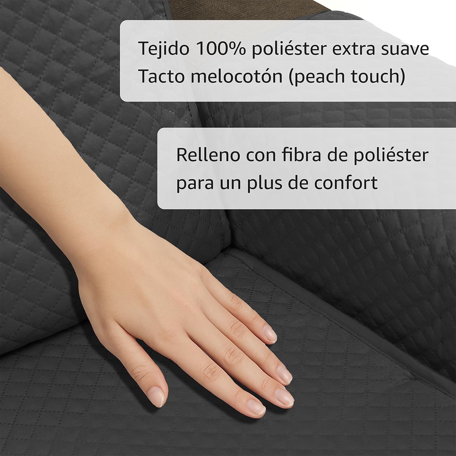 Martina Home Diamond Sofa Cover Polyester Charcoal Black 4 Seater