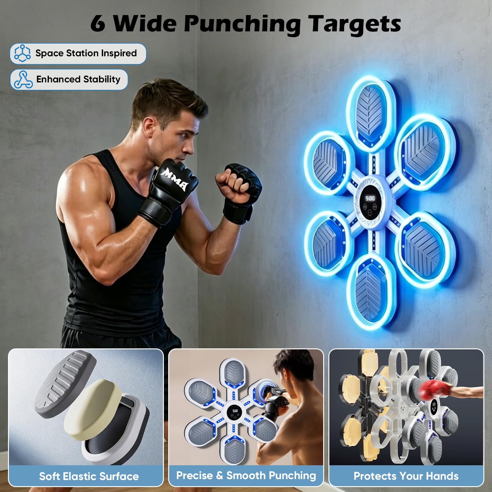 Music Boxing Machine, macchina da boxe musicale per adulti e bambini, montaggio a parete, 9 modalità, punch counter, casa, palestra, sport, regalo
