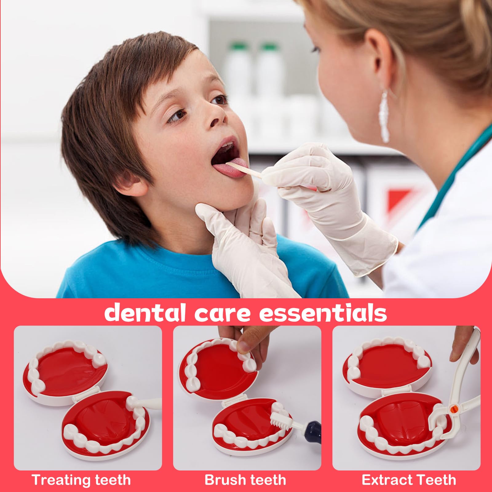 Set di 26 giocattoli medici per bambini, giocattolo dentista con luci, grafico occhi, termometro, stetoscopio, gioco di ruolo per bambini