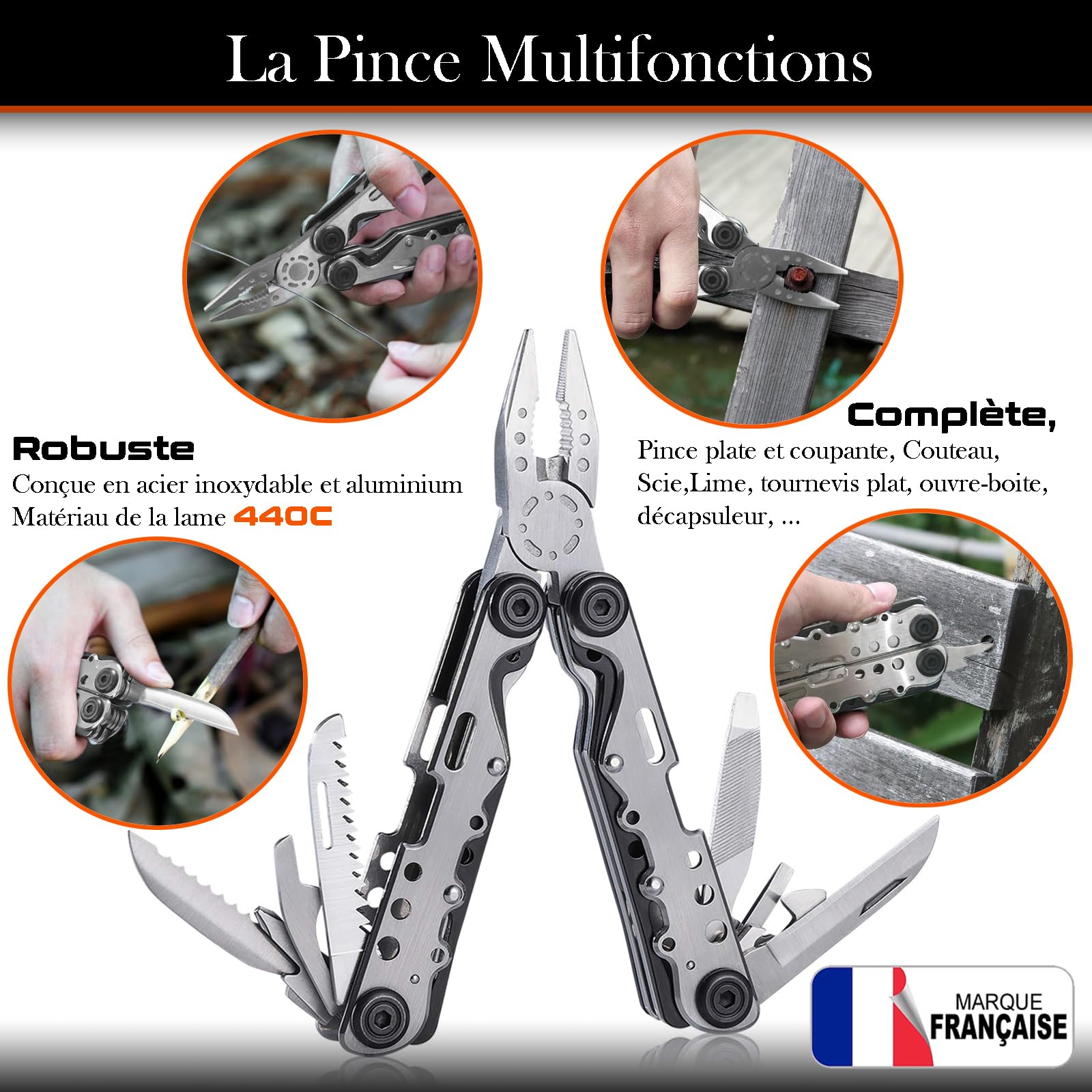 Kit de Survie Complet Francais Haute Qualité + Trousse de Secours + Paille Filtrante + Outils Multifonction + Pince Multifonction, Couverture de Survie, Kit de Survie Randonnée, Camping, Bushcraft