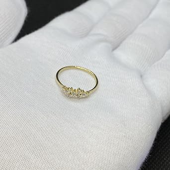14K Real Solid Gold Turquoise Ring for Women, December Birthstone Stone Cluster Stackable Rings, Jewelry Gift for Her
