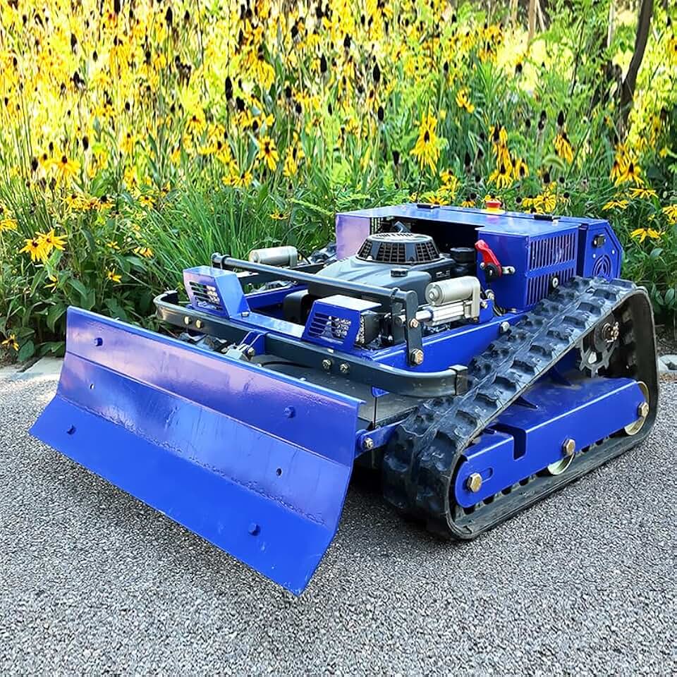 RC Lawn Mower with Plow – Hybrid Gas-Electric, 9HP, 0.79-5.9" Height Adjust, 45° Slope, Zero Turn, 800m Remote – for Large Turf, Snow, Orchard – Year-Round Professional Tool