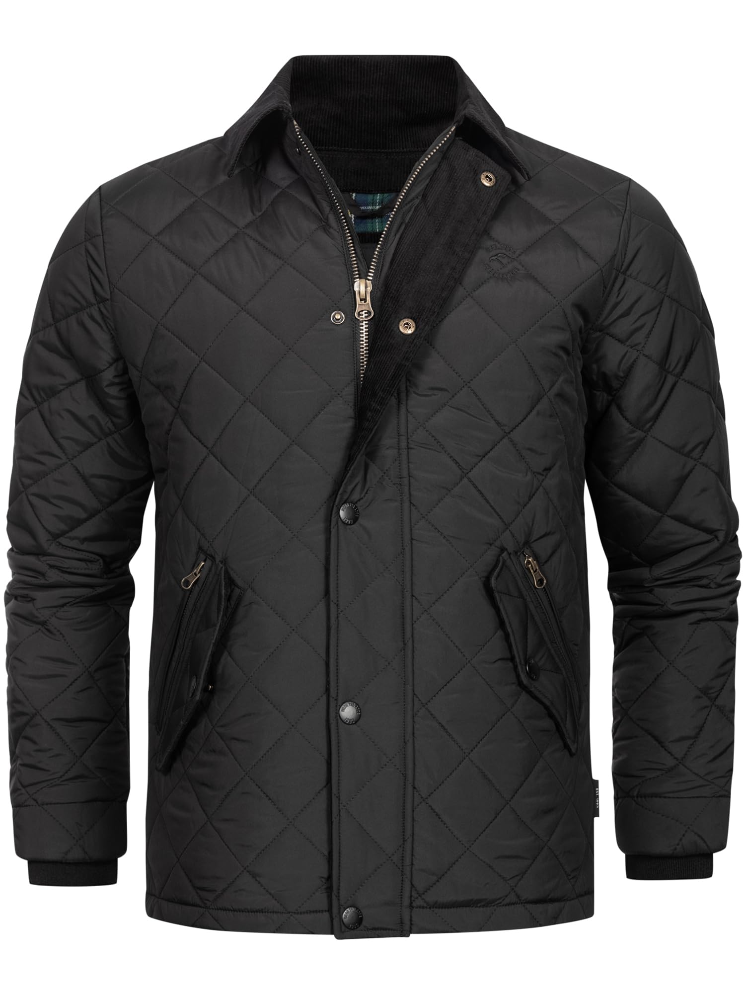 Indicode INAldos Steppjacke mit Cordkragen und Rautensteppung
