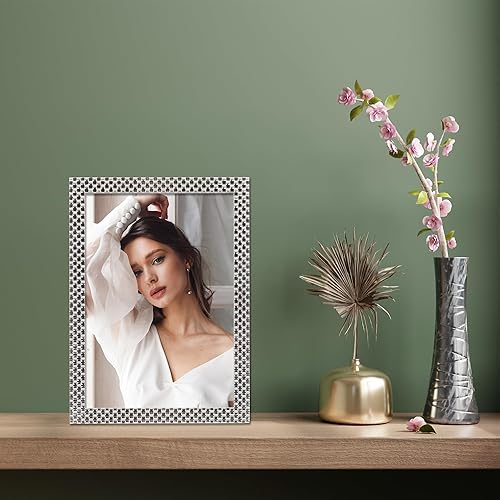 Miniatura 8 de Lawrence Frames Marco de fotos con diseño de pulsera de metal fundido, 4 x 6, color plateado