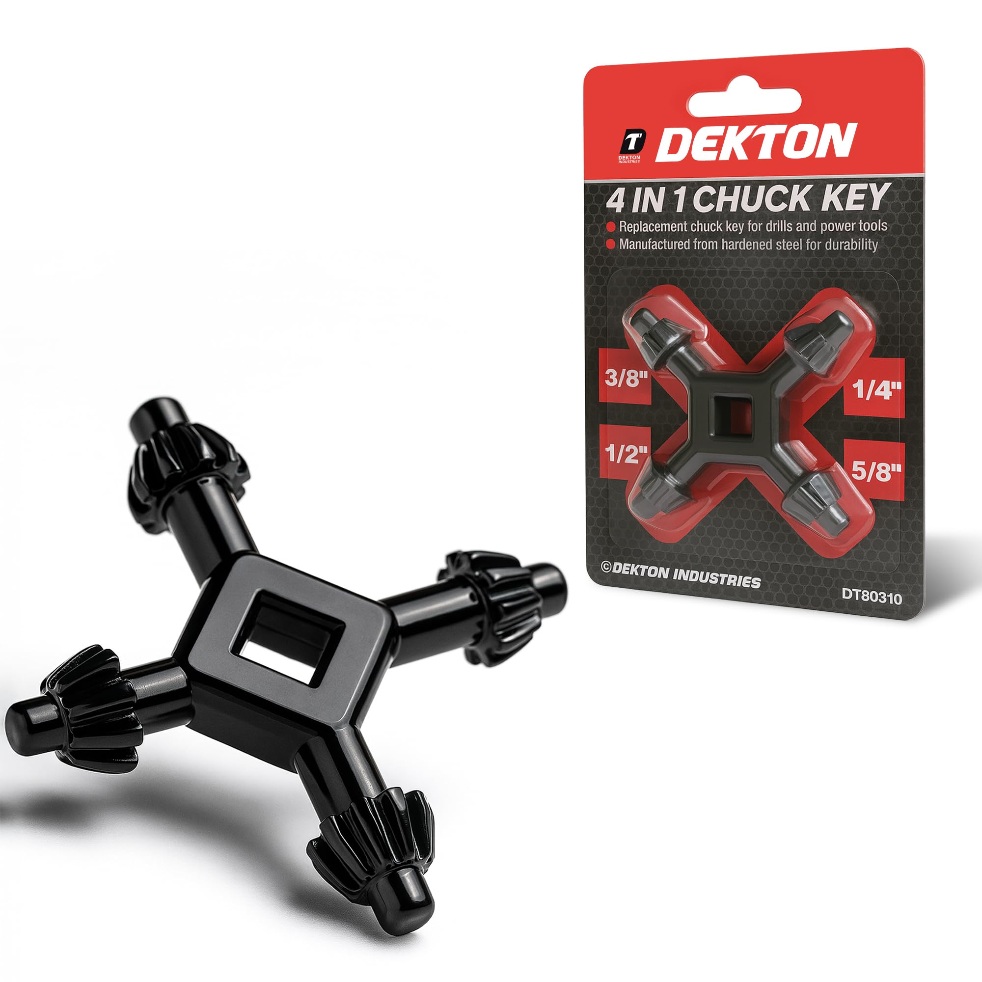 Dekton 4 In 1 Universal Drill Chuck Keys Four Head Wrench Drill Power Useful Too 5055441407883