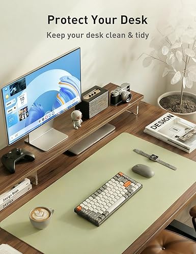 Miniatura 34 de Aothia Tapete protector de escritorio, alfombrilla para mouse, antideslizante, impermeable, de piel sintética, secante de escritorio, para Verde