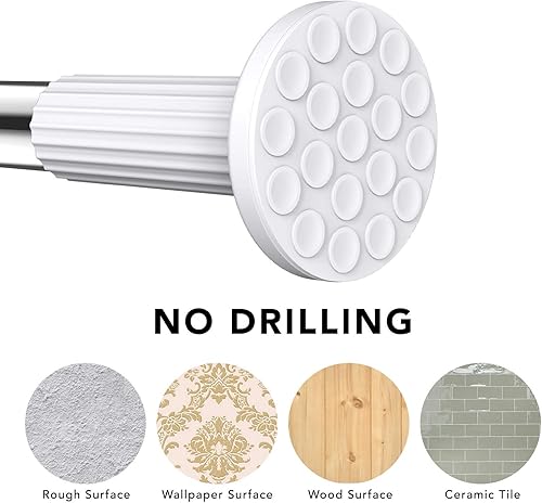 Vista 45 de Umimile Barra de cortina de tensión, de 51 a 126 pulgadas, ajustable, de resorte, barra de cortina de acero inoxidable para ventanas o ducha, sin