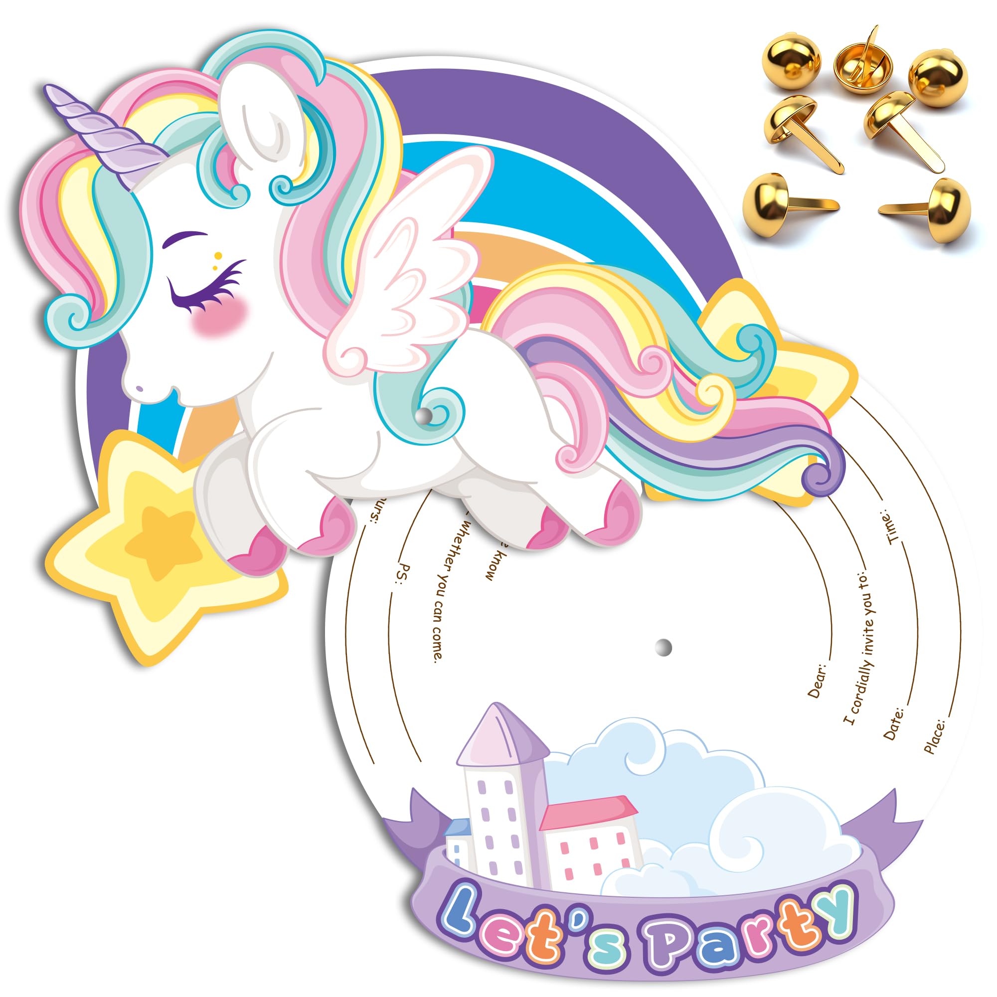 Funnlot 12PCS Unicorn Party Invitations Kids,Double-Sided Birthday Invitations for Boys Girls Party Invites for School Activities Birthday Party Themed Gatherings
