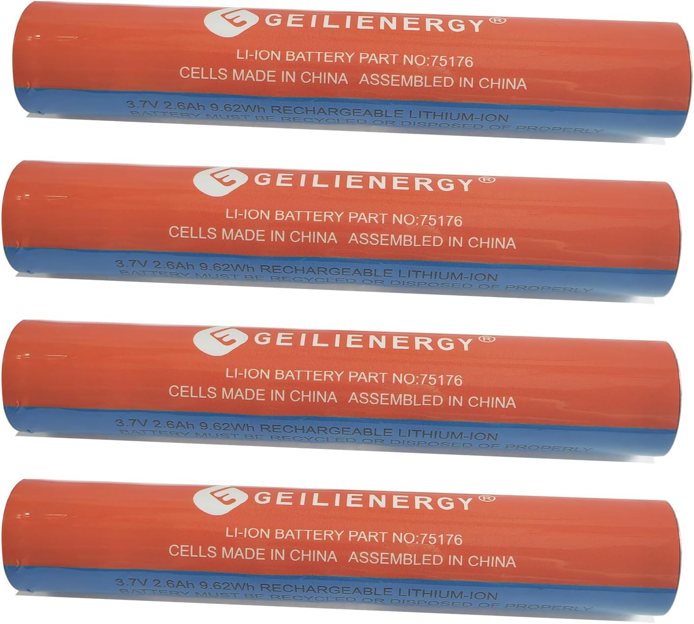 XUNTU 3.7V 2.6Ah 75176 Battery Compatible for Streamlight 75375 NiMH Battery, Streamlight 75175 Battery, PolyStinger LED HAZ-LO, Streamlight Stinger Flashlights (4 Count)