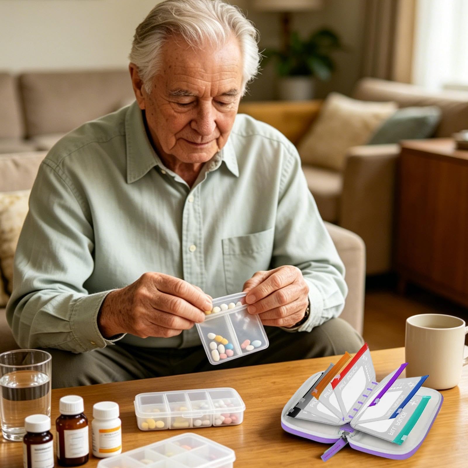 De Viaje Para Pastillas - Contenedor Para Masticar Impermeable De 0 Cm, 14 Compartimentos, Organizador Reutilizable Con Cremallera, Almacenamiento Compacto De Medicamentos | Pastillero Semanal P