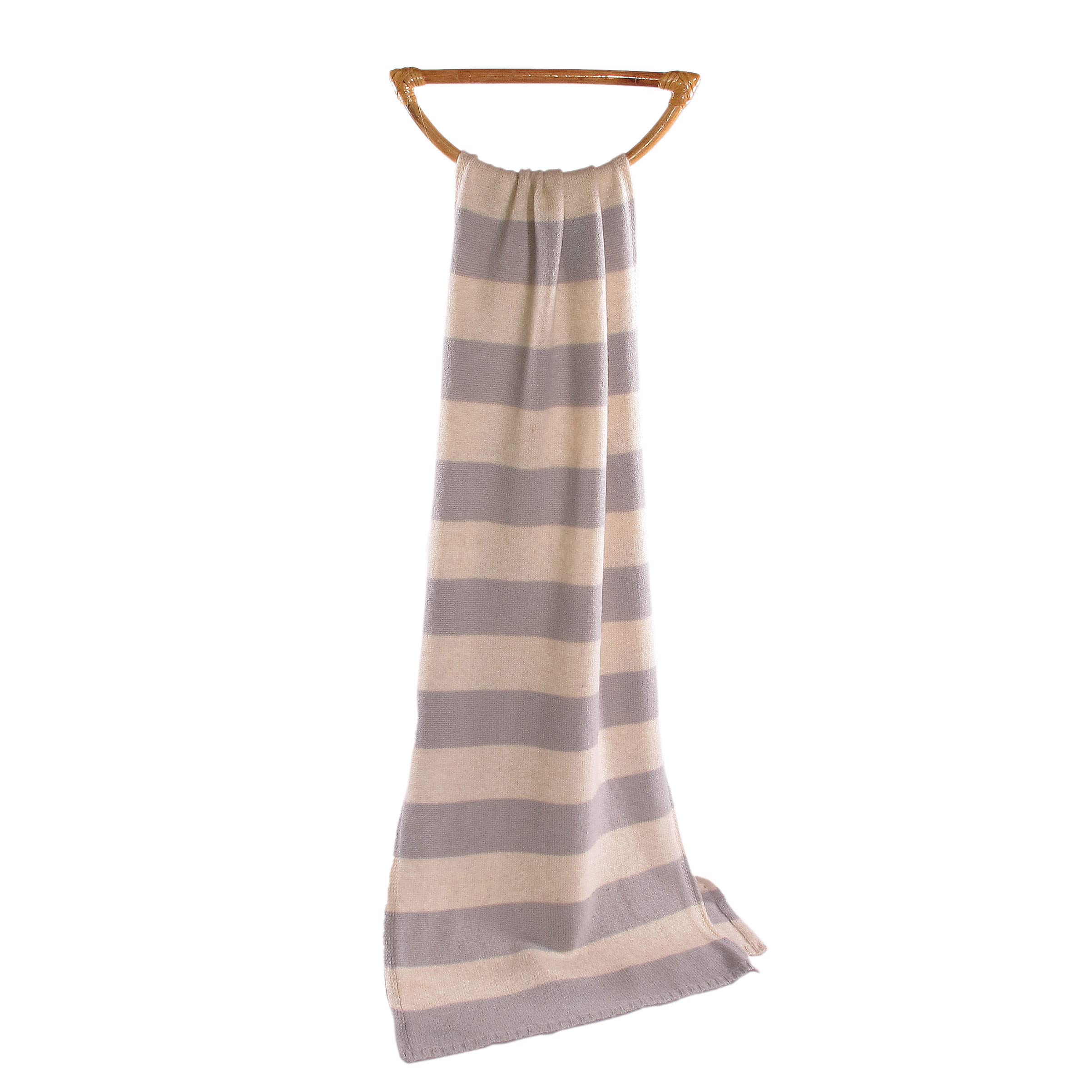 Duemme Maglieria Cashmere - Uomo Donna, Sciarpa in maglia, 100% Cashmere, Lavorazione a righe di 2 colori