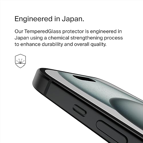 Miniatura 3 de Belkin ScreenForce - Protector de pantalla tratado con vidrio templado para iPhone 15 y 14 Pro, delgado y resistente a los arañazos, incluye bandeja