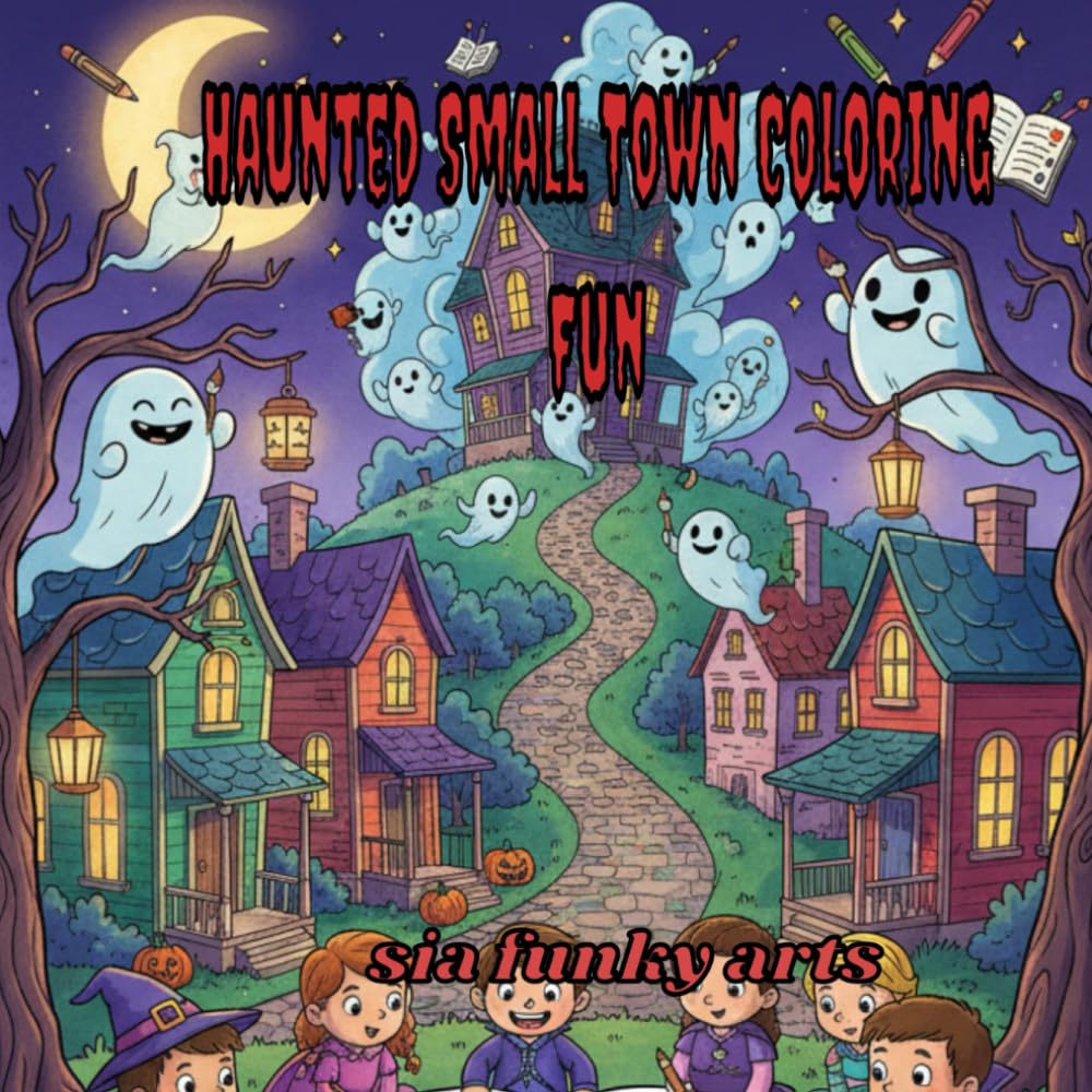 Haunted Small Town Coloring Fun: A Hidden Ghosts Coloring Book of Gas Stations, Diners, and Night Streets