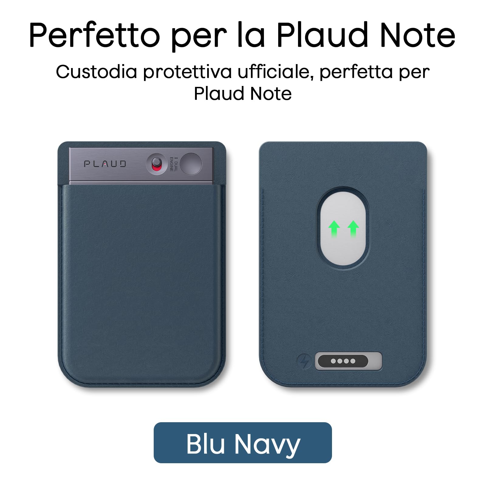 Plaud Note Grabadora de Voz IA con Funda Negro y Azul OscuroTranscribe Resume Transcripción IA, Soporta 112 Idiomas Control de Reunión con App Genial para Lección Llamada Entrevista Charlas Clases