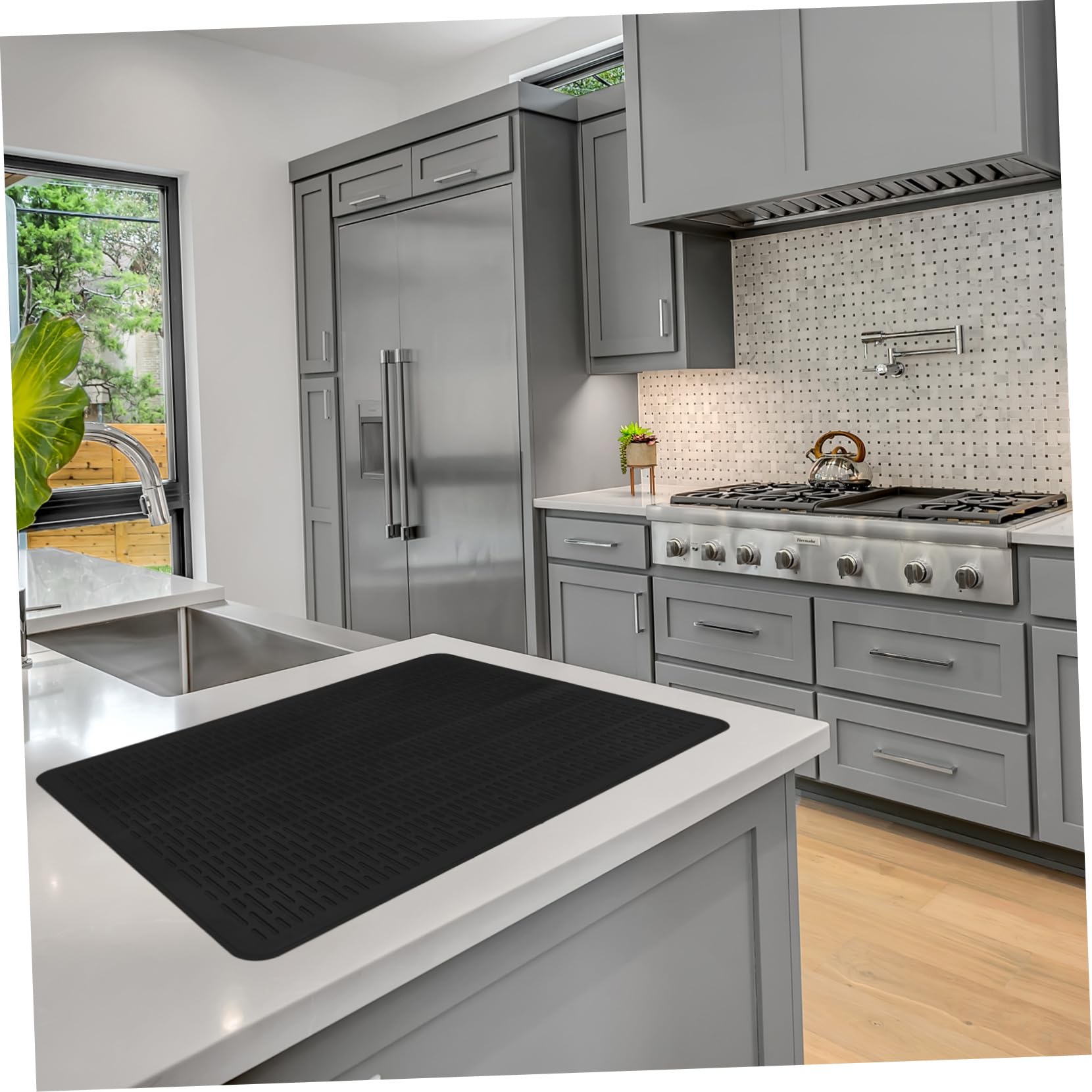 Tapete de Silicona para Cocina de Inducción 20x28 Pulgadas | Negro, Uso Doméstico, Resistente Temperatura E, Fácil de Limpiar y Guardar