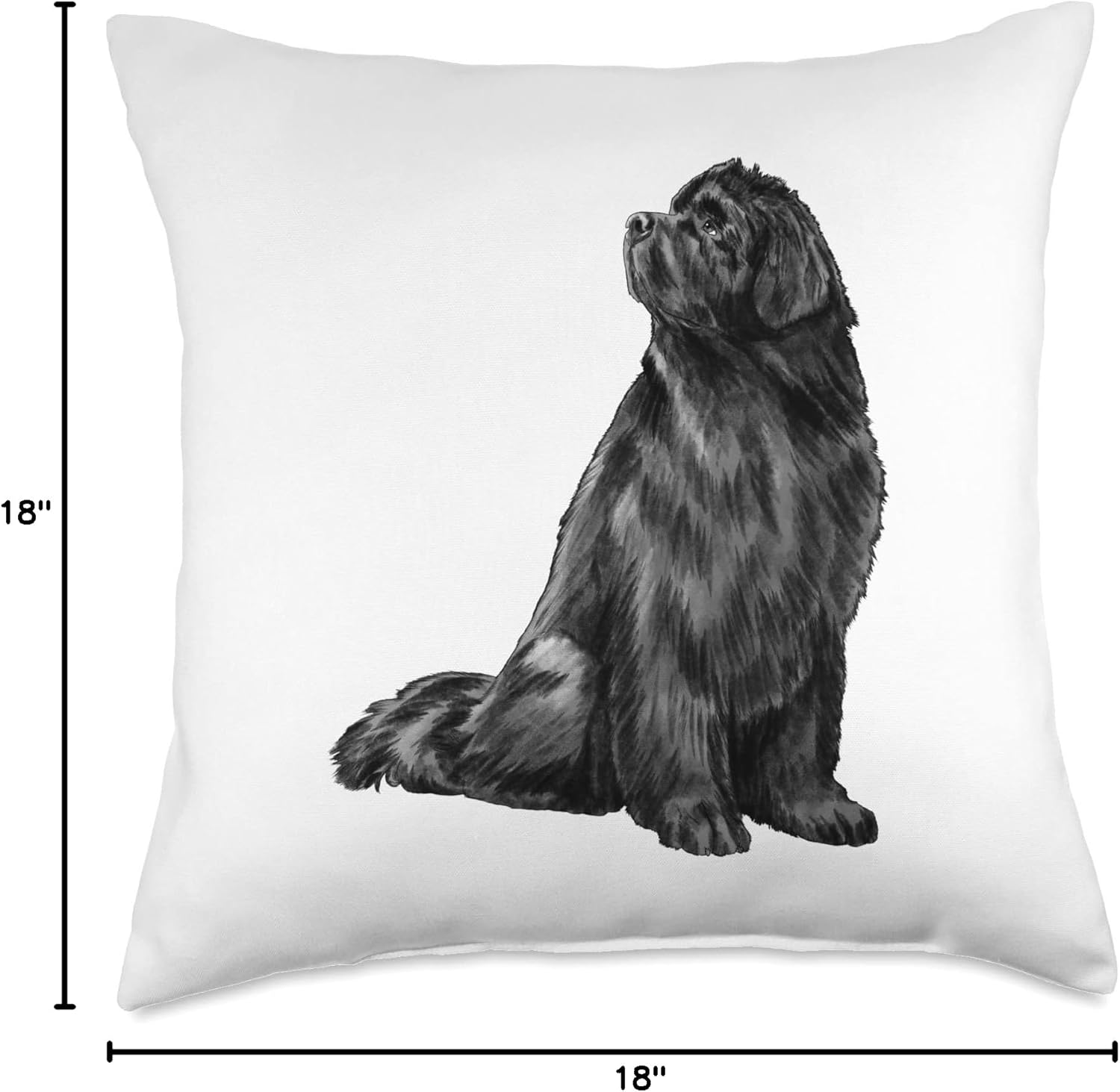 Sitting Newfie Dog Newfoundland Throw Pillow