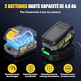 SoarFly cle a choc sans fil 1500N.m 21V, boulonneuse a choc brushless 1/2 pouce, clé à choc avec 2 batteries 4.0Ah, 3 vitesses LED, coffret douilles pour auto camion bricolage - 4