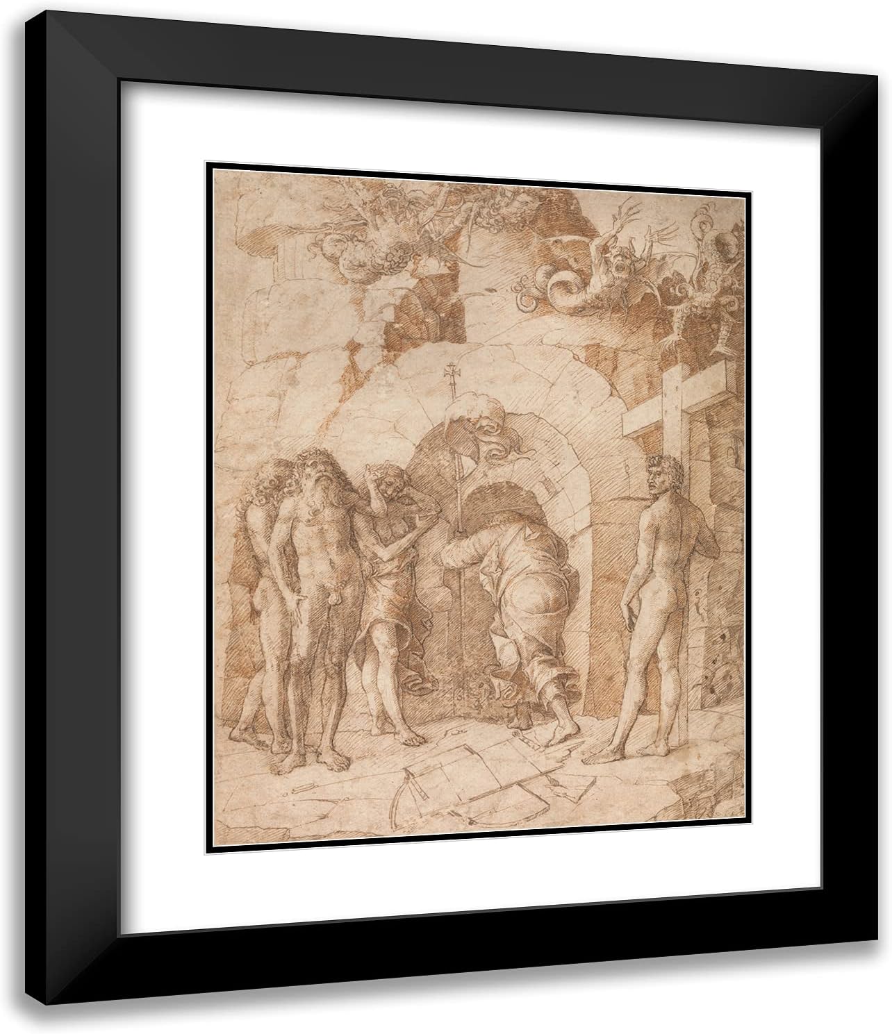 ArtDirect Mantegna, Andrea 20x24 Black Ornate Framed Art Print with Double Matting Titled: The Descent into Limbo