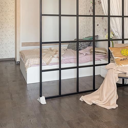 Miniatura 7 de HOMSFOU Base de valla de 4.92 pulgadas, soporte de pantalla de privacidad duradero para soporte de divisor de habitación, poste de valla de jardín,