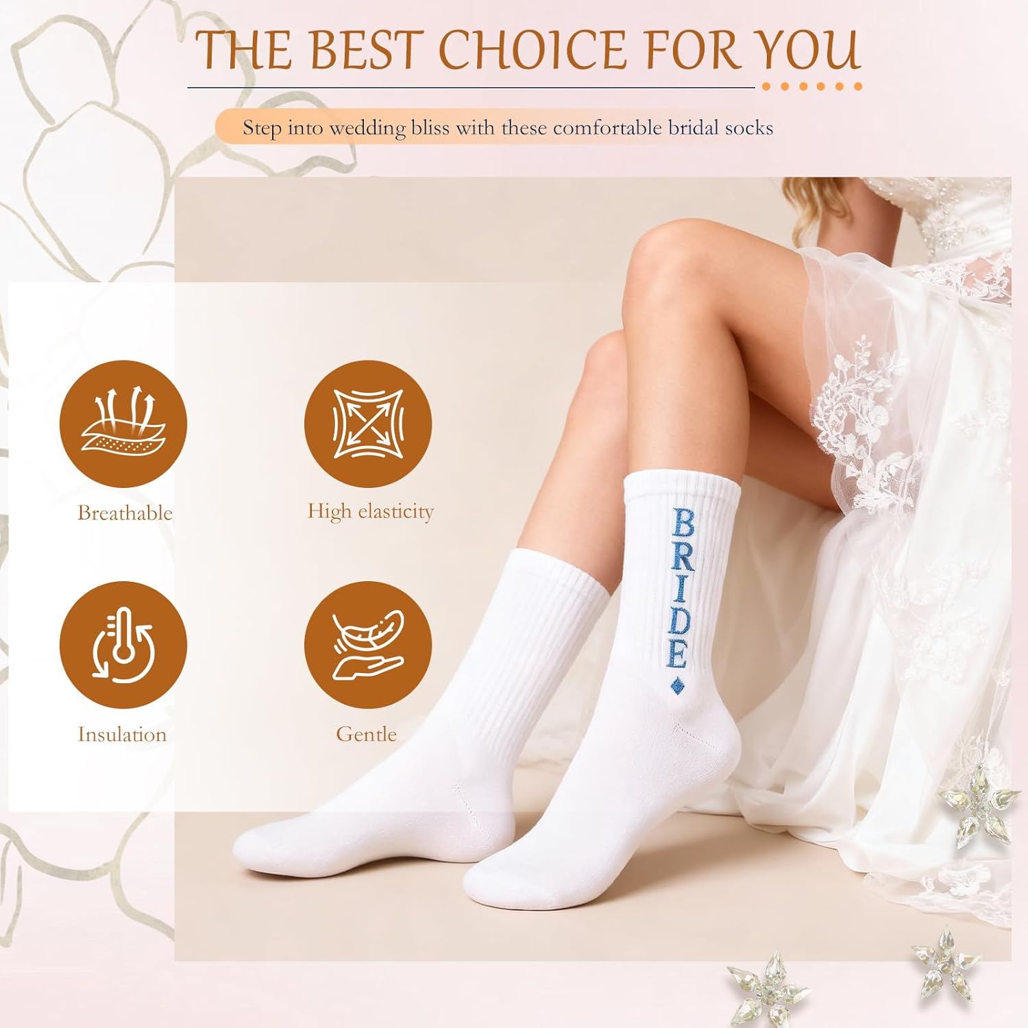 Bride Socks, White Bride Gifts, Wedding Slipper Socks, Bachelorette Party Decorations Bridesmaid Gifts - Image 5