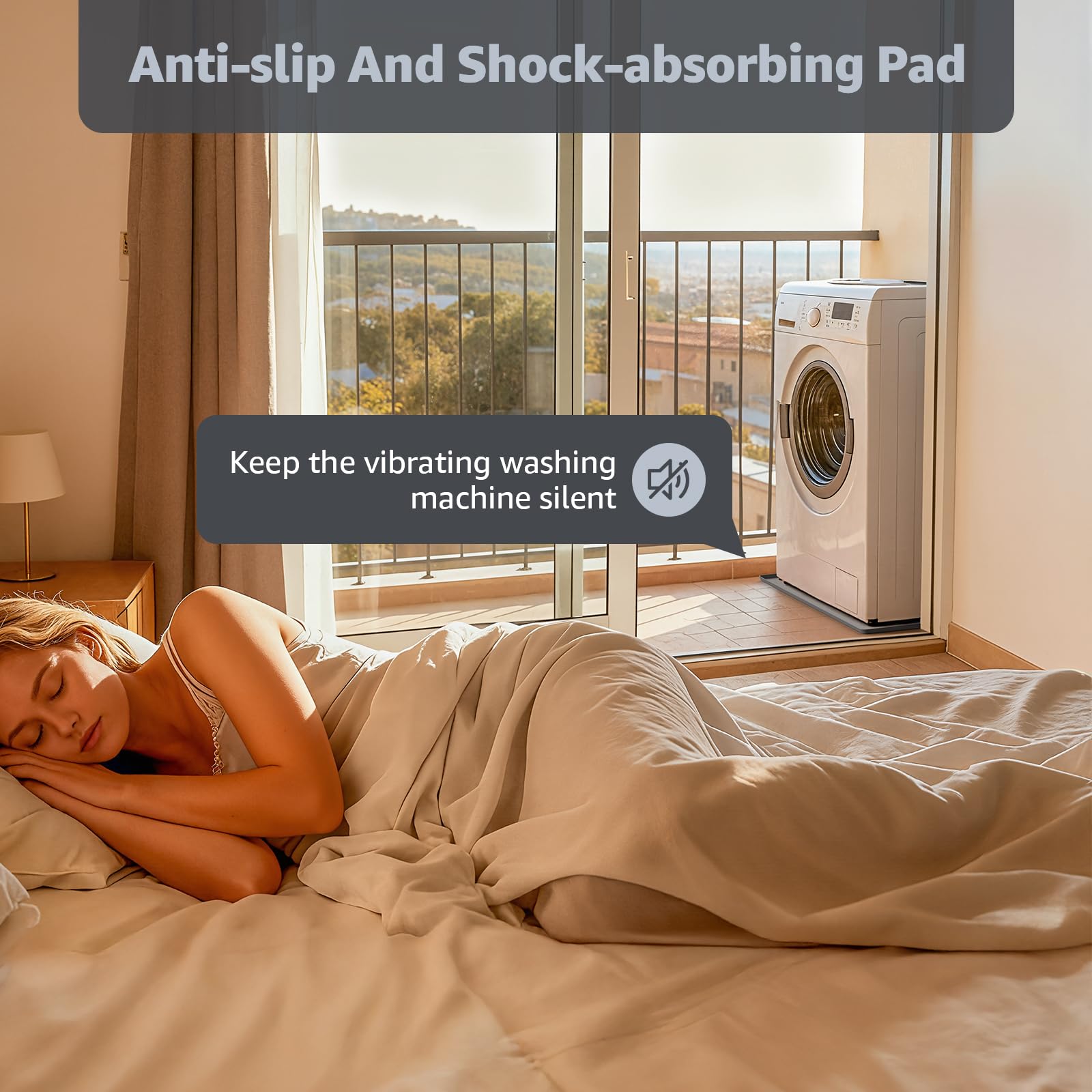 27''x27'' Washing Machine Drain Pan Silicone Mat with 0.78'' Raised Edges(Leak Protection),Non-Slip & Anti-Vibration Washer Drip Tray for Floor Protection,Washer/Dryer,Refrigerator,Rubber Pad,Gray