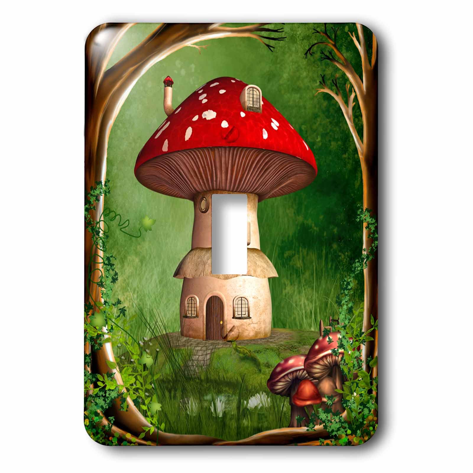 Interrupteur à bascule décoratif maison de nains forêt et champignons