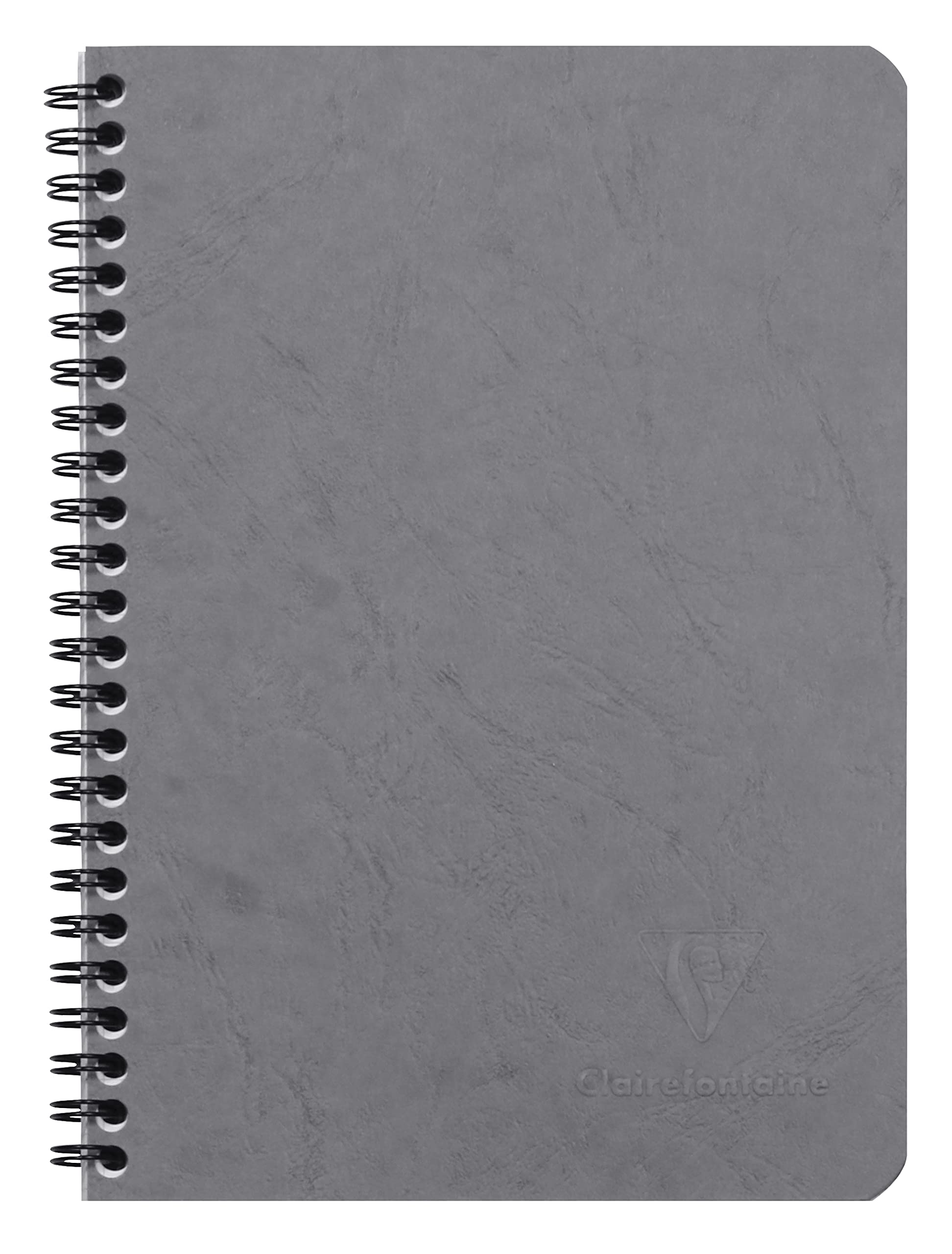 Clairefontaine - Ref 785365C - Age Bag Wirebound Notebook (100 Pages) - A5 Size, Lined Rulings, 90gsm Brushed Vellum Paper, Pocket for Loose Documents - Grey Cover
