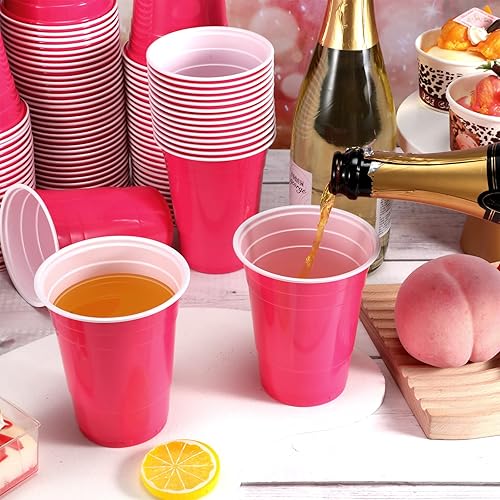 Miniatura 5 de Lounsweer Paquete de 100 vasos de plástico de graduación de 16 onzas resistentes vasos desechables para fiestas, vasos de agua para bebidas de