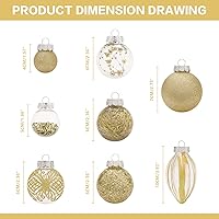 Vista 2 de Juego de adornos navideños, 32 piezas de bolas colgantes de Navidad de plástico transparente irrompibles para decoración de árbol de Navidad