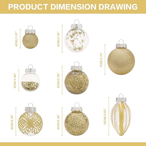 Miniatura 2 de Juego de adornos de Navidad, 32 piezas de plástico transparente inastillable, adornos colgantes para decoración del árbol de Navidad, para