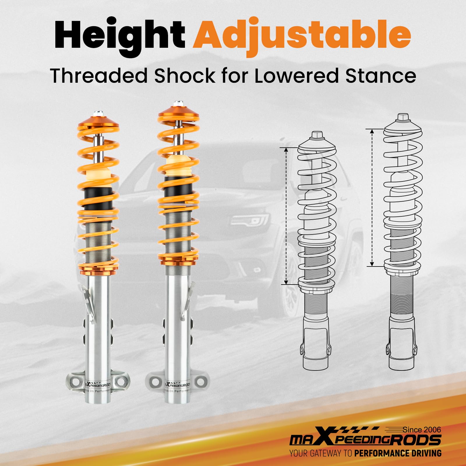 maXpeedingrods Sospensioni coilover Kit per Serie 3 E36 Tutti i Modelli Senza ammortizzatori Campact M3 dal 1992 in Poi