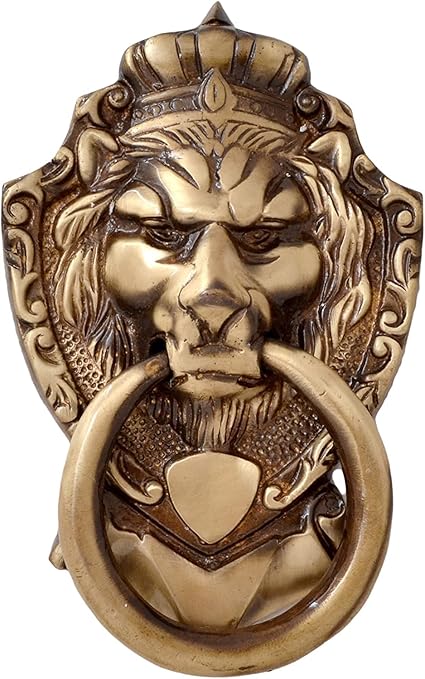 Saze Victorian Style Lion Brass Door Knocker (Finish Antique Brass)