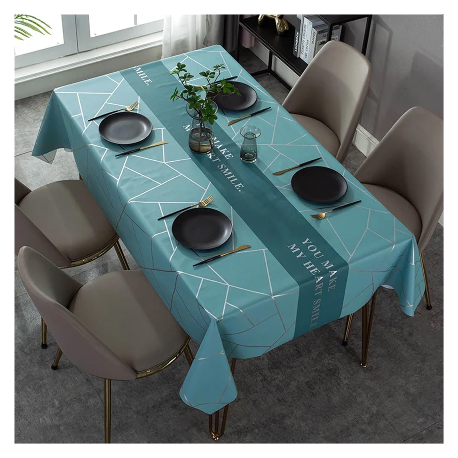 MZSKLW Waterproof Tablecloth Modern Dark Series Printing Waterproof Table Tablecloth Wedding Decoration Rectangular Coffee Tables Cover Picnic Blanket(ZBQ8370 (3),40-70cm)