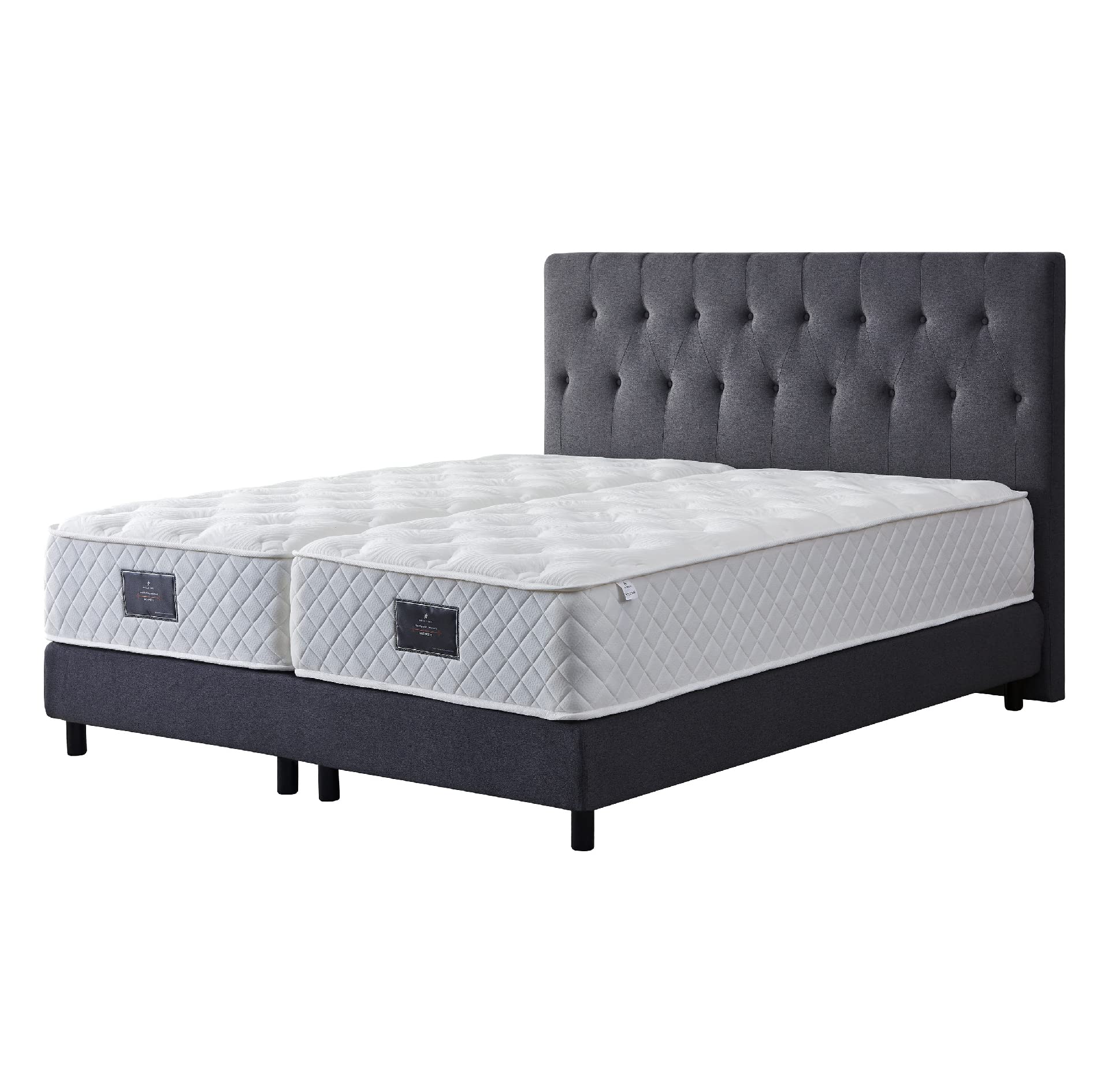 Boxspringbett Modell 211 mit Taschenfederkernmatratze, Bestes Preis-Leistungsverhältnis, DREI Farben und 4 Maße wählbar, Lager, einfache Montage (200 x 200 cm, Anthrazit)