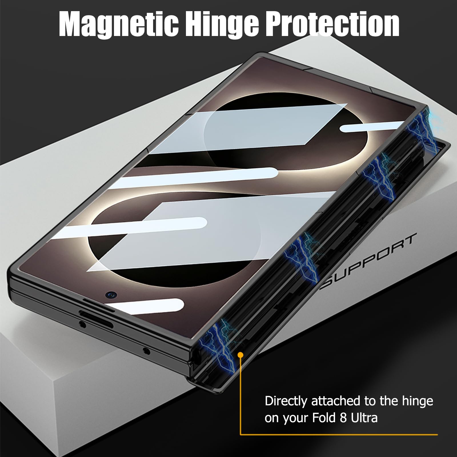 Custodia trasparente per Samsung Galaxy Z Fold 8 Ultra, custodia trasparente galvanica con protezione per cerniera magnetica e pellicola protettiva, custodia protettiva sottile antiurto per Z Fold 8