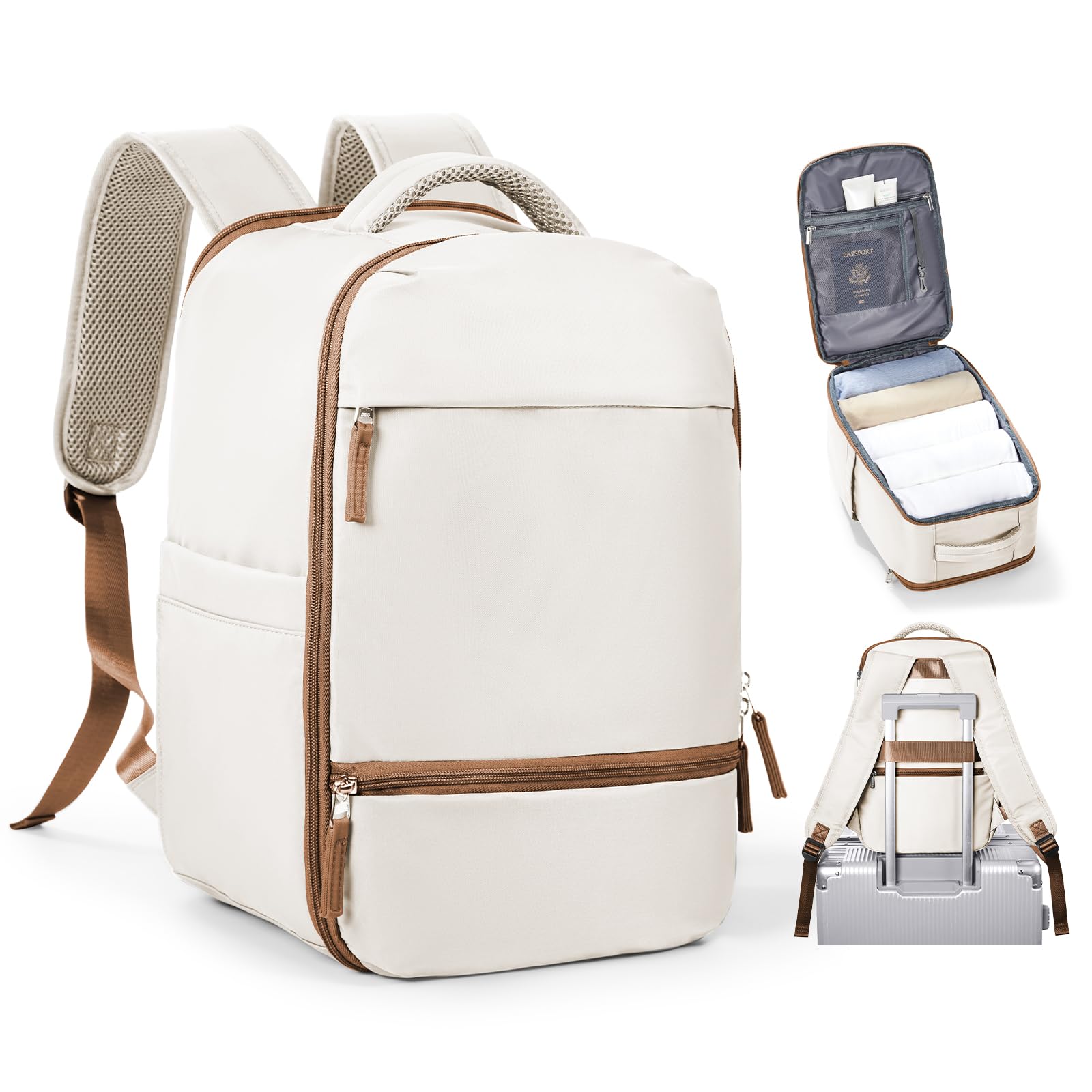 Zaino da Viaggio per Ryanair 40x20x25 Bagaglio a Mano Zaino Borse da Cabina per Ryanair Il Sedile Zaino Aereo Bagaglio a Mano Donna Borsa Cabina Viaggio Zaino Viaggio Casual Daypack,L4-Marrone beige