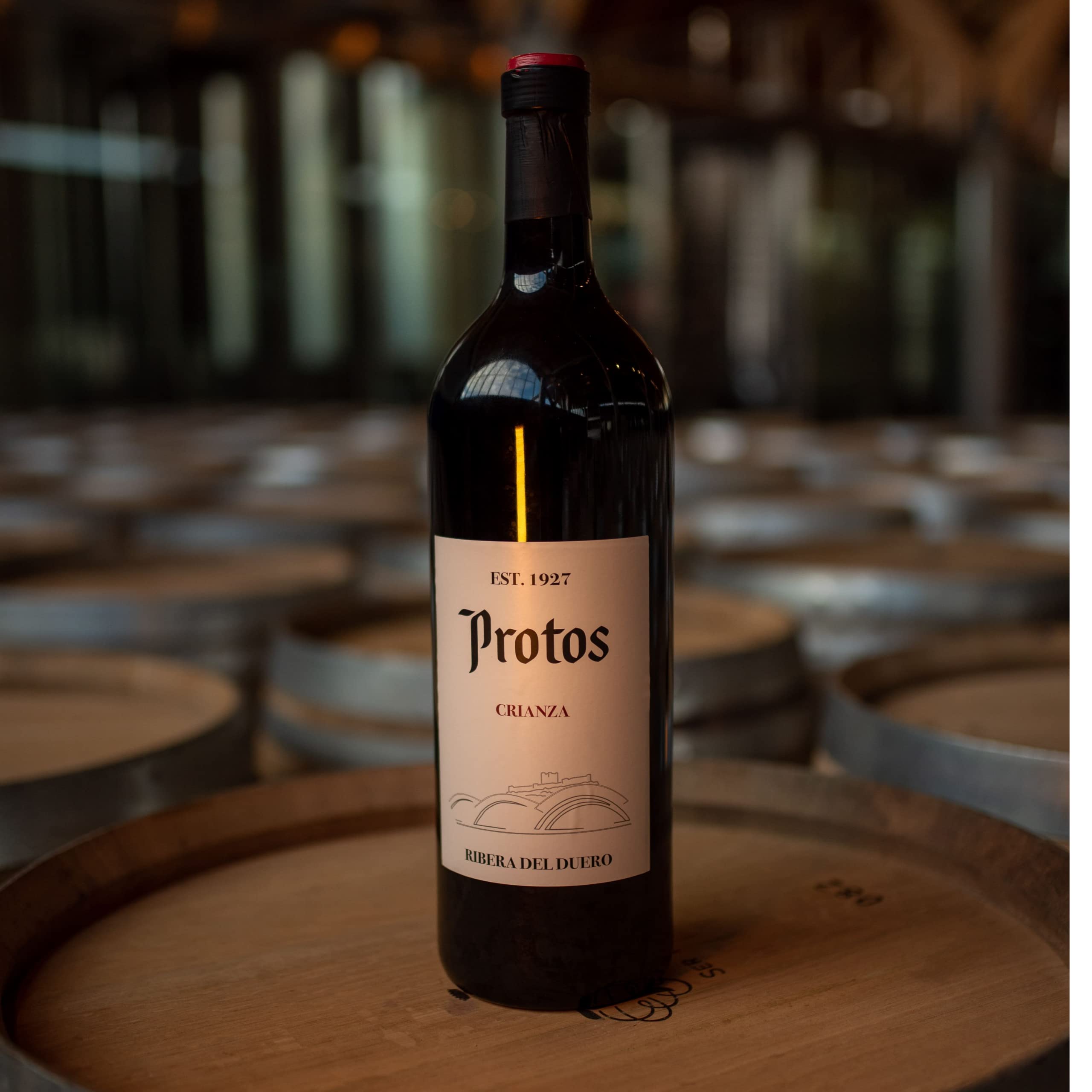 Protos 3er Año Crianza - Vino Tinto Ribera del Duero 4 botellas x 75cl, Tempranillo 100%, Estuche regalo con 4 copas