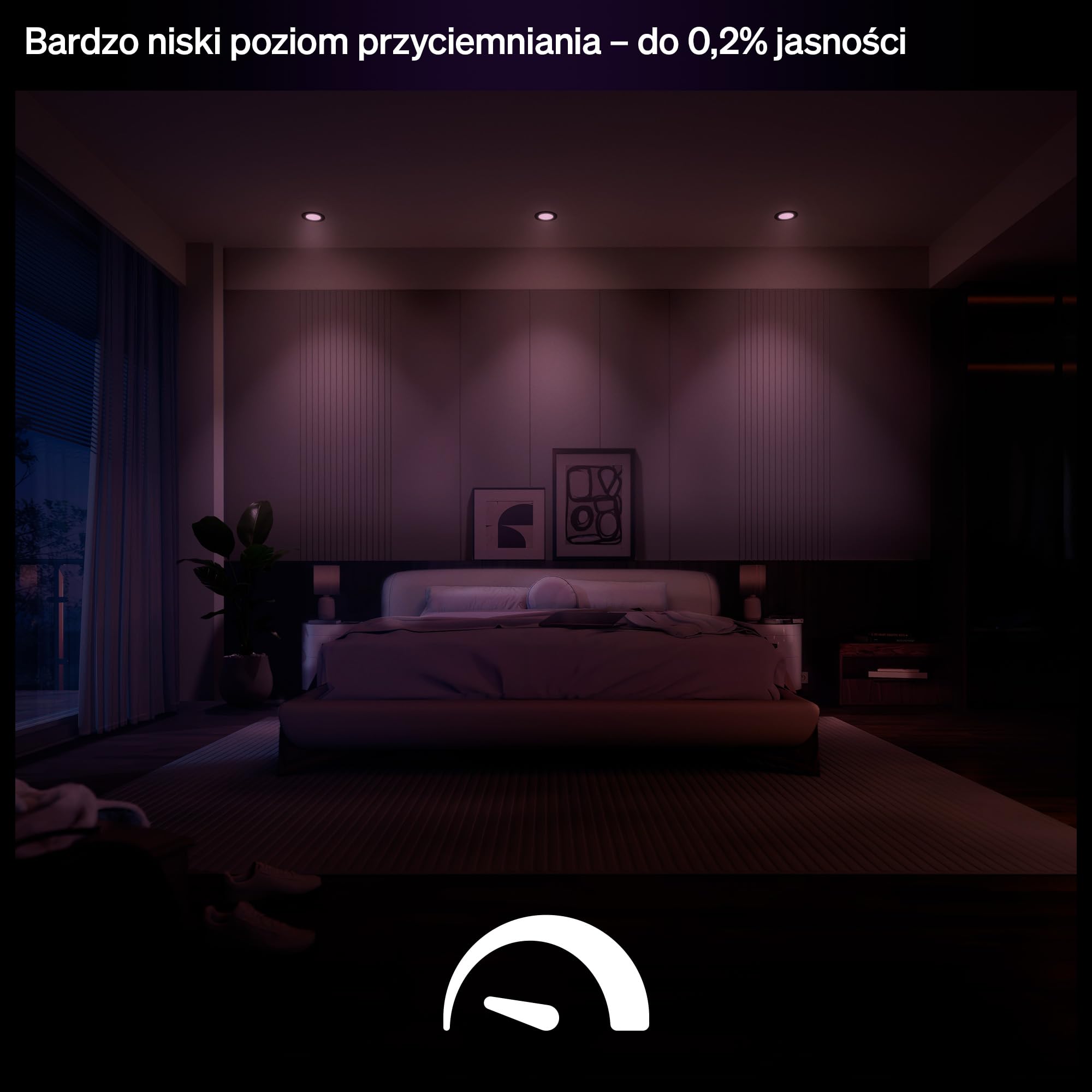 Philips Hue Slim Downlight Podtynkowa Lampa Sufitowa LED 1000 lm 90 mm Pełne Spektrum 1000–20000 K Ultraniskie Przyciemnianie Precyzyjne Kolory Inteligentne Oświetlenie Czarny 3 Szt.