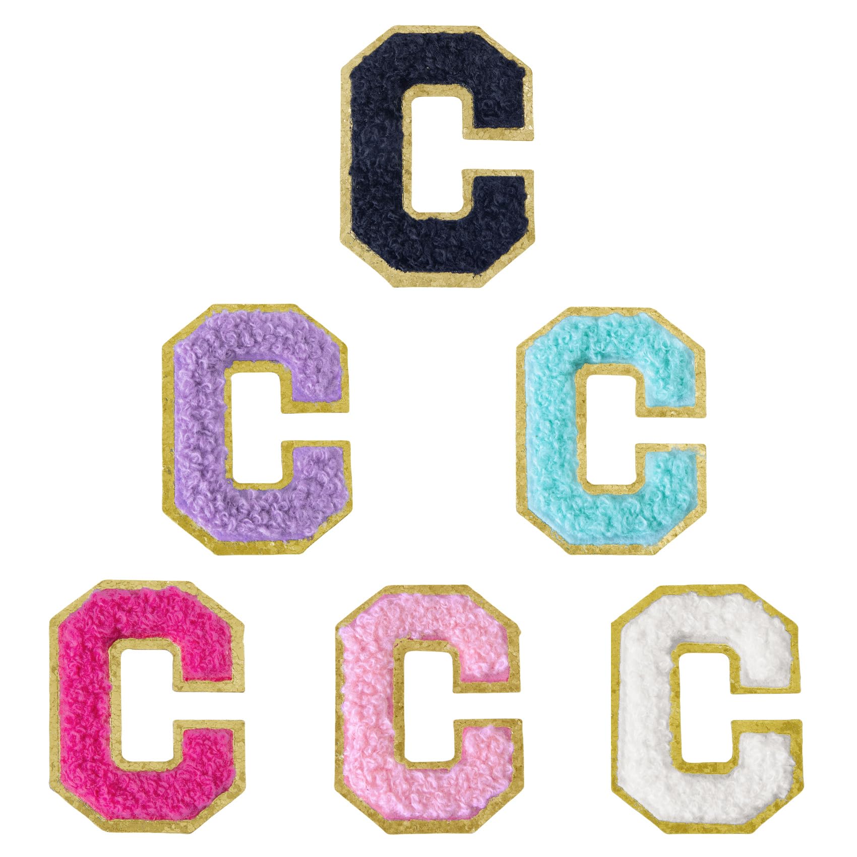 Aganmi 6 Pcs Self Adhesive Chenille Letter Patches for Bags, 2 inch Preppy Varsity Letter Patches for Clothes and Hats, Large Letter Stickers for
