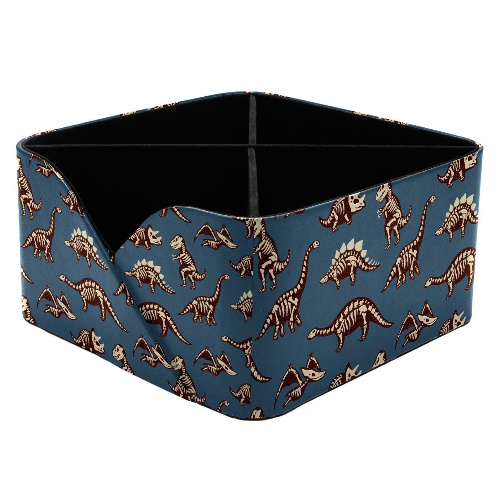 KengjuTesu Funny Sketchy Fossil Dinosaurs Pattern Desktop Organizer Pen Holder, Rectangular Pencil Cup for Office, Study and Makeup Stations