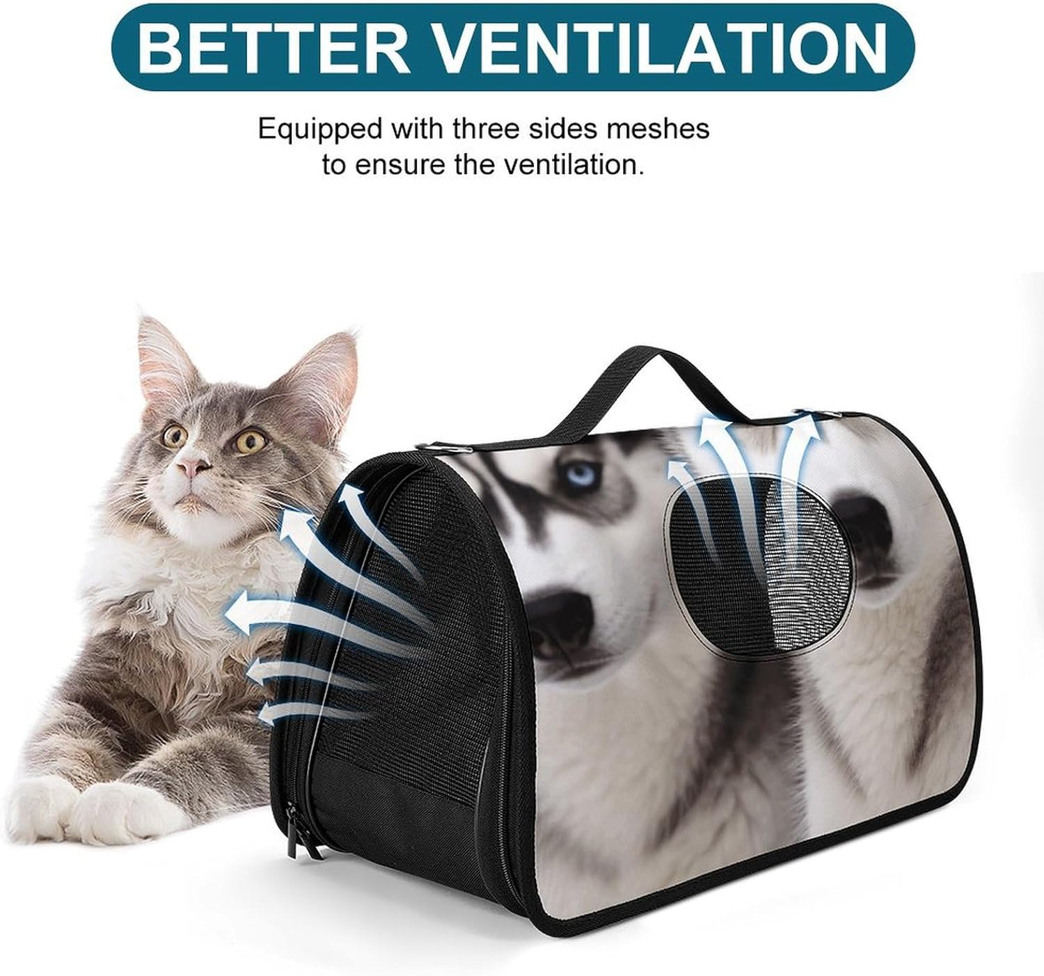 Pet Handbags, Husky Dog Printed Pet Handbags,folding Pet Bags,new Pet Handbags,universal Pet Handbags, 45X26X23.5cm