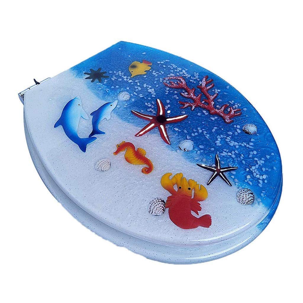 MOBYGKFY Resin Toilet Seat Thickening Slow Down Mute Color Cover lid seat