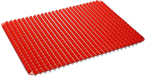 Bandeja piramidal de silicona, 16 x 11 pulgadas, alfombrilla grande de pirámide roja para hornear, bandeja para horno, bandeja para hornear,