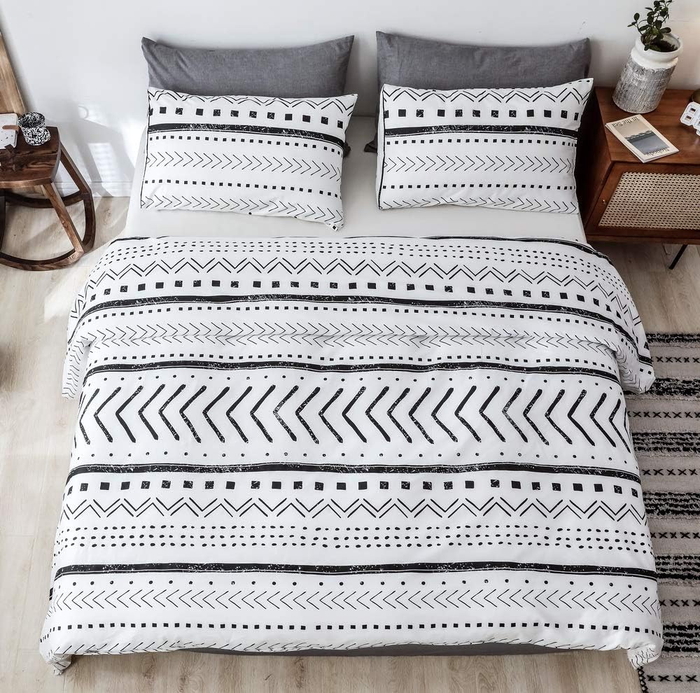 JANZAA Queen Comforter Set Boho Comforter,3 PCS Aztec Comforter Set Geometry Printing on Bohemian Comforter Set with 2 Pillow Cases for All Seasons Duvet Insert