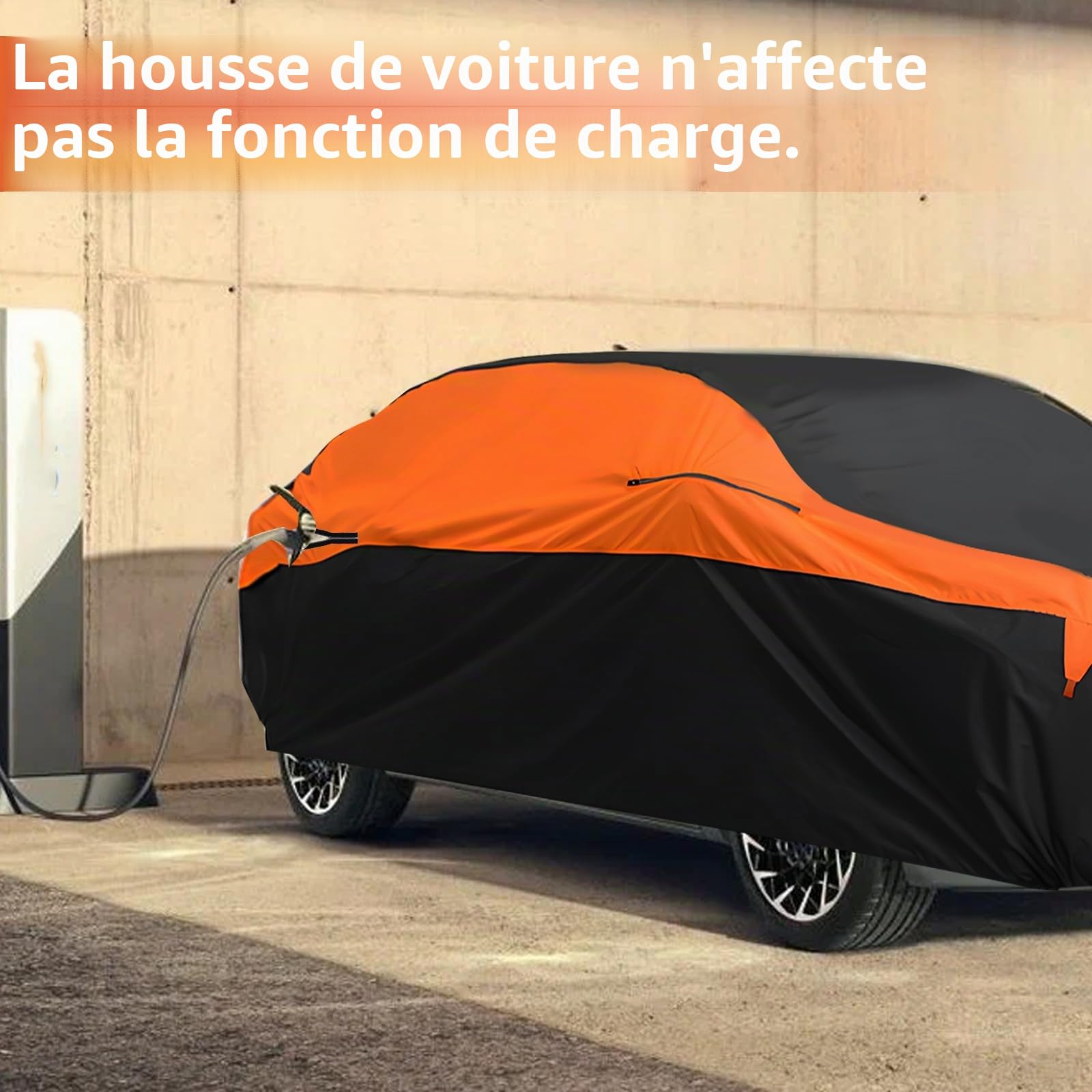 Bâche Voiture Extérieur pour VW ID.4 2021-2025, Housse Protection Voiture 100% Étanche Respirante Anti UV Soleil Protection Contre la grêle avec Zip et Doublure en Coton