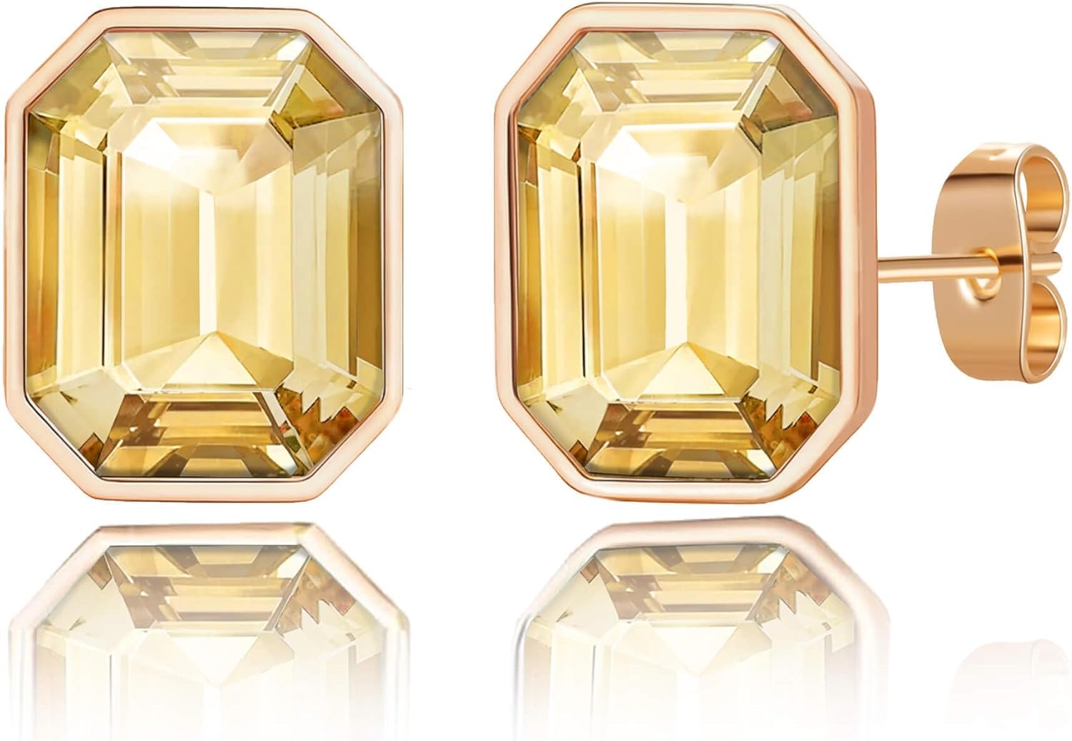 Austrian Crystal Octagon Stud Earrings for Women Fashion 925 Sterling Silver Hypoallergenic Jewelry