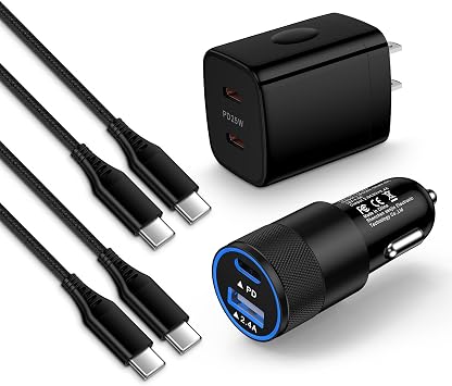 for Samsung Charger Super Fast Charging for Galaxy A36 A37 A16 5G A17 A56 A26 S25 Ultra S25 A35 S24 FE A15 A25, 25W Dual USBC Samsung Phone Wall Charging Block 32W Car Charger USB C to C Cable 3+6FT