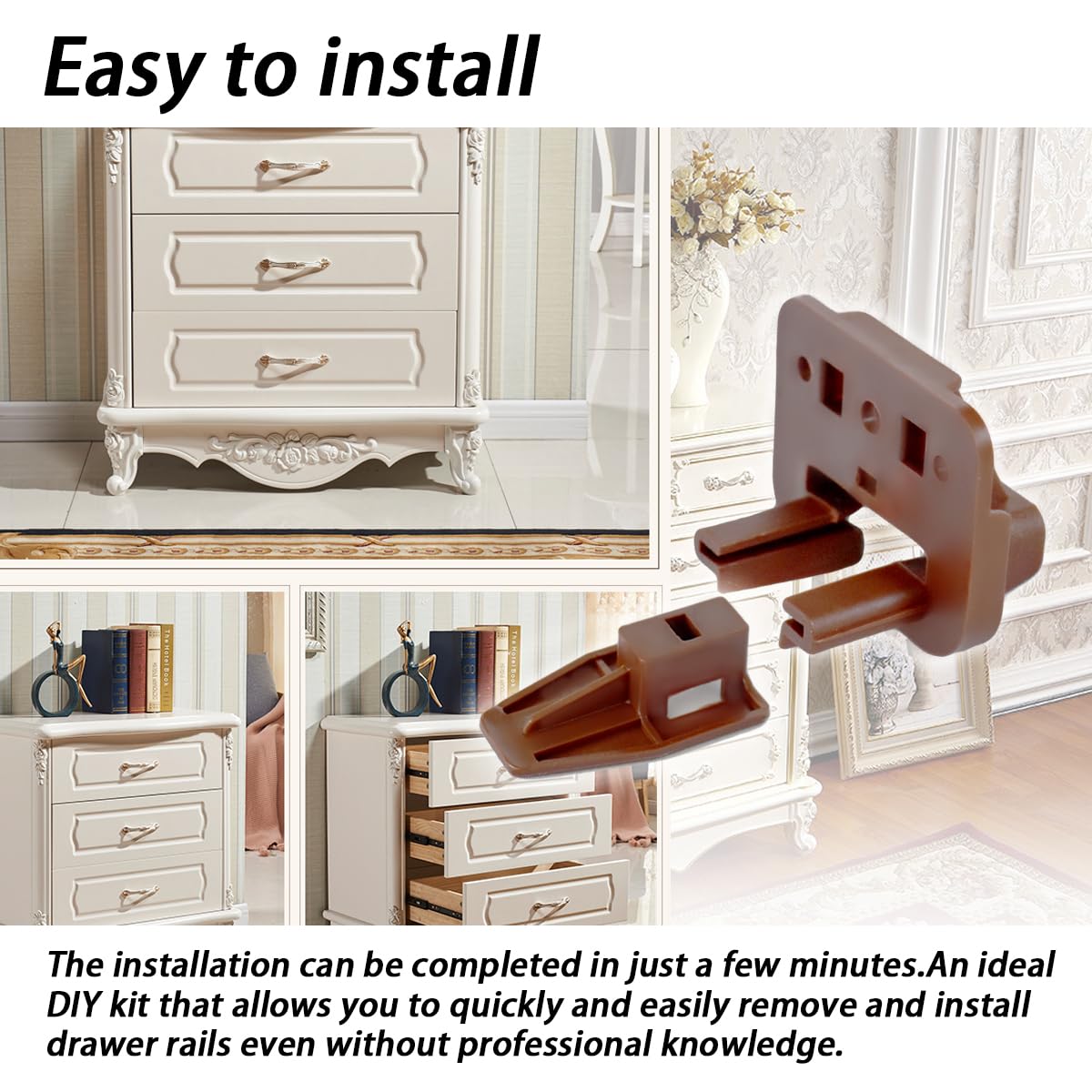 Dresser Drawer Guides Kenlin Rite-Trak I Dresser Drawer Guide & Glide  Replacement (Set Of 6, Brown) Furniture Drawer Glide Repair