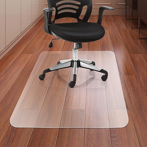 Kuyal Tapete para silla de oficina para suelo de madera dura, rectangular, transparente, de 30 x 48 pulgadas, tapete grueso y duradero para sillas