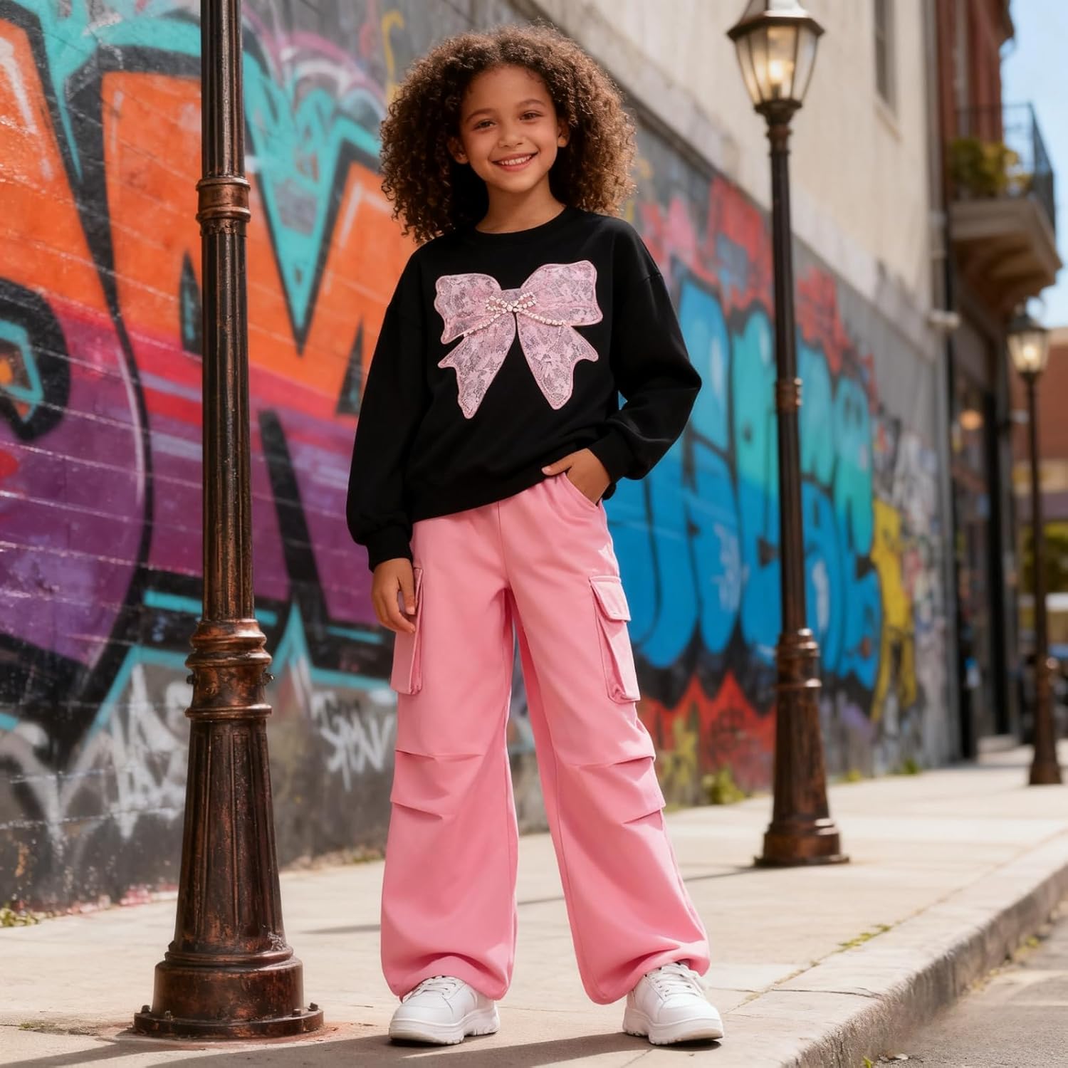 Girls Clothes 2 Piece Cute Butterfly Sweatshirt & Flared Pants/Cargo Pants Winter Outfits for Teen Girls 7-14Y - Image 8